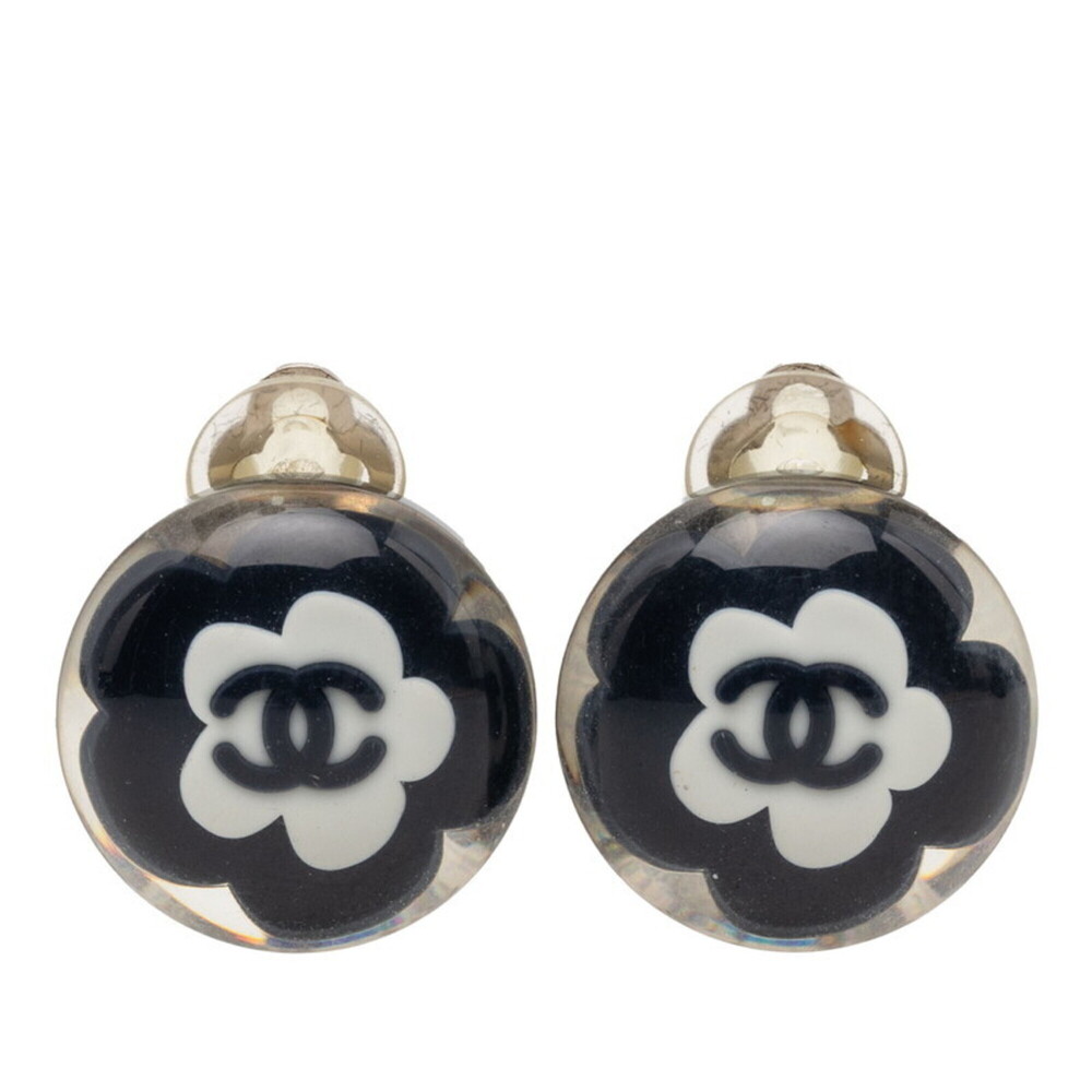 CHANEL Authentic Black Logo Earrings - Picture 1 of 4